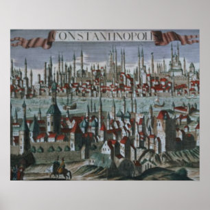 Poster Vista panorâmica de Constantinople, tarde 18o
