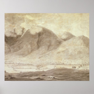 Pôster Vista panorâmica de Derwentwater e o vale do KES