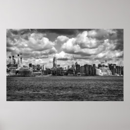 Poster Vista Panorâmica de Manhattan Preto e Branco