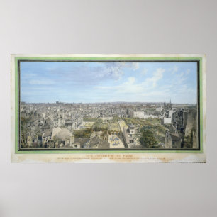 Poster Vista panorâmica de Paris para o norte, 1786