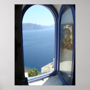 Poster Vista para fora em Santorini