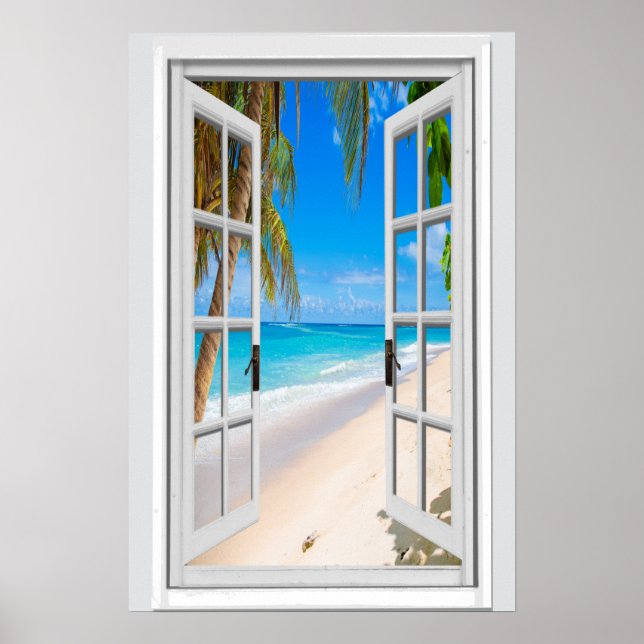 Poster Vista personalizada vertical da praia e do oceano  (Frente)
