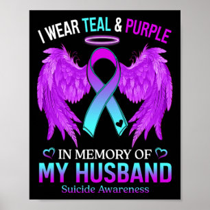 Poster Vista Roxo Teal Em Memória Do Meu Marido Suicídio