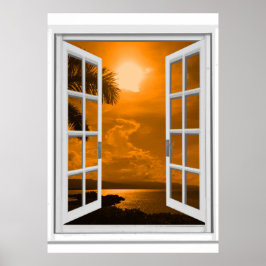 Poster Vista Sunset Trompe l'oeil Falso Window