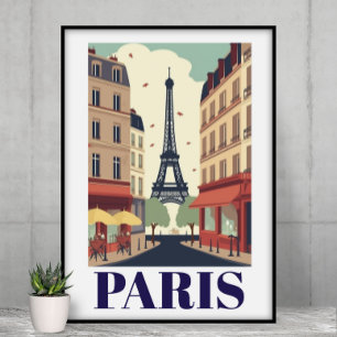 Poster Vista Vintage da Torre Eiffel de Paris Viagem