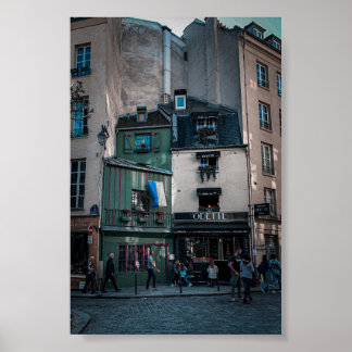 Poster Vistas de Cafés na Rua em Paris