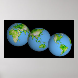 Poster Vistas topográficas do mundo