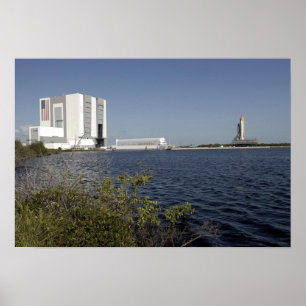 Pôster Visto através da bacia, vaivém espacial Atlantis