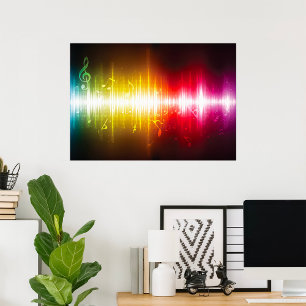 Poster Visualizador de áudio vibrante de onda sonora do M