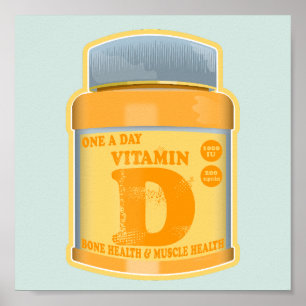Poster Vitamina D cápsulas saúde e bem-estar