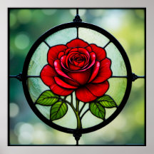Vitraça de rosa vermelha