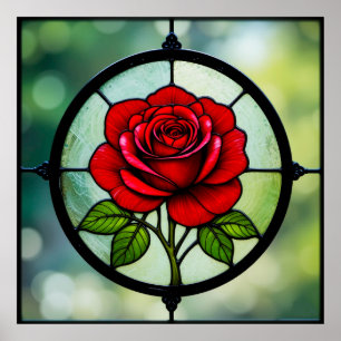 Poster Vitraça de rosa vermelha