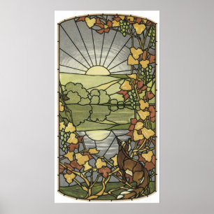 Pôster Vitral com raposa e uvas