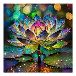 Pôster Vitraux Flor de Lótus Vibrante