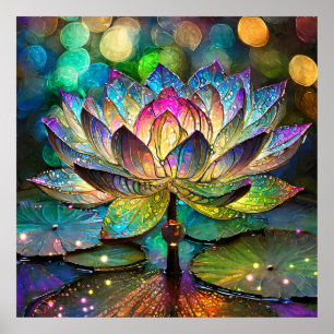 Poster Vitraux Flor de Lótus Vibrante