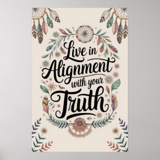 Poster Viva em alinhamento com sua verdade Boho Design