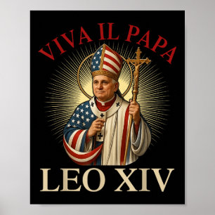 Poster Viva Il Papa Leo Xiv Primeiro Pontiff Americano