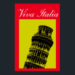 Pôster Viva Italia Leanding Tower of Pisa Viagem Art<br><div class="desc">Viagens vintage Fotografia Digital Trabalhos de arte - Estilo de Arte Pop Antiga Foto da Torre de Pisa. Cidades Europeias do Mediterrâneo Imagens e Imagens Turísticas.</div>