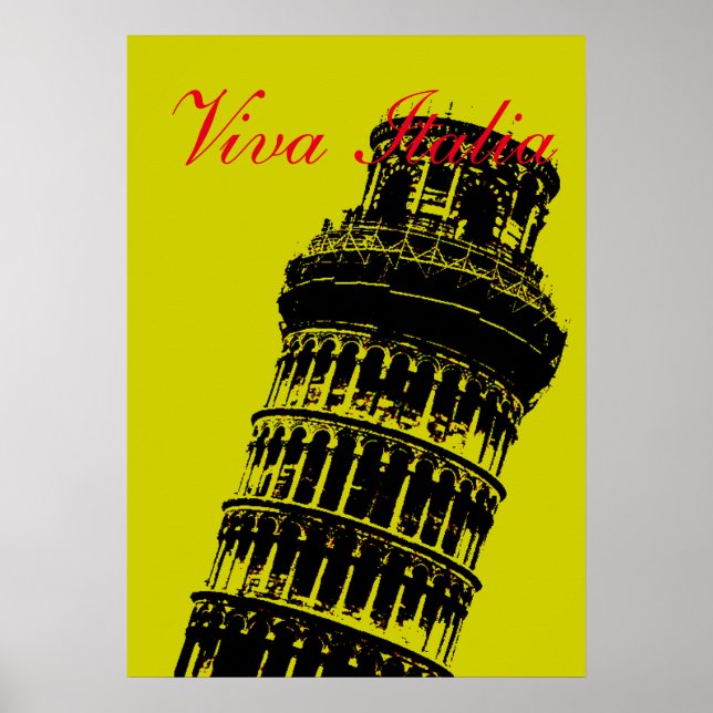 Pôster Viva Italia Leanding Tower Pisa Itália Viagem Art (Frente)