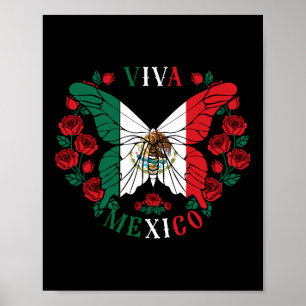 Poster Viva Mexico Butterfly Rosa