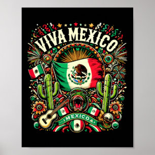 Poster Viva México Dia da Independência Bandeira Mexicana