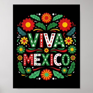 Poster Viva México Dia da Independência do México Floral