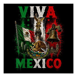 Pôster Viva México Dia da Independência do México Retro