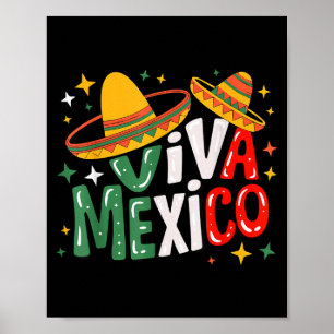 Poster Viva México meninas meninos bandeira mexicana