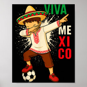 Poster Viva México menino do futebol mexicano dabbing pon