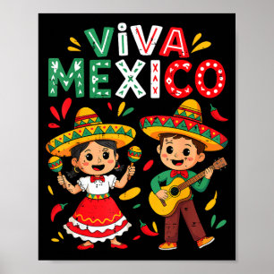 Poster Viva México menino menina guitarra independência m