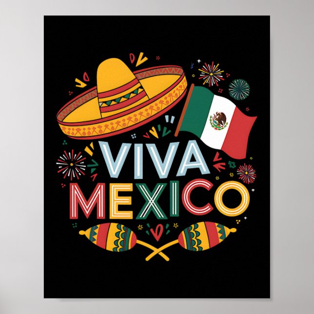 Poster Viva México Para O Dia Da Independência Mexicana E (Frente)