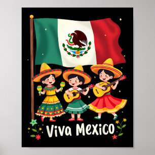 Poster Viva México: Raparigas de Violão no Dia da Indepen