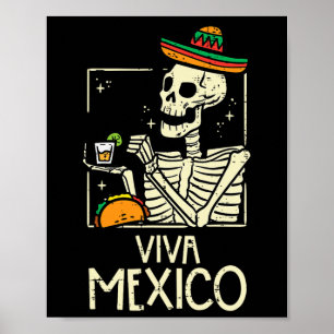 Poster Viva México Skeleton Cinco De Mayo Indepen Mexican