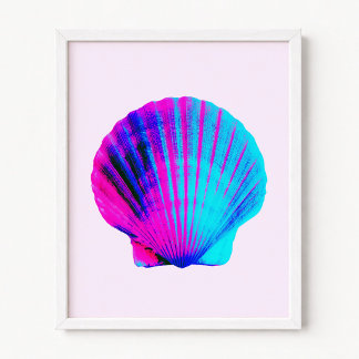Poster Viva Rosa Quente e Azul Água Concha