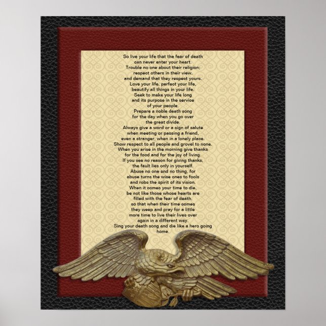 Poster "Viva sua vida", Chefe Tecumseh com águia-dourada (Frente)