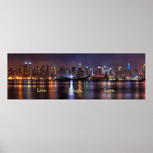 Pôster Vive a skyline do amor do riso