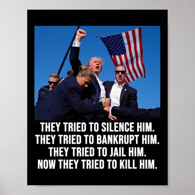 Poster Vive Donald Trump Mug Shot - Nunca se renda (Frente)