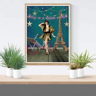 Poster Vive em um mundo de sonhos Arte Alterada Engraçad