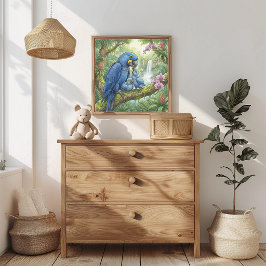 Poster Viveiro de Mamãe Arara e Filhotes