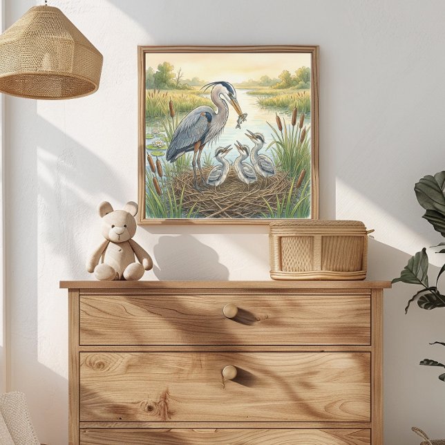 Poster Viveiro Mama Heron and Chicks (Criador carregado)