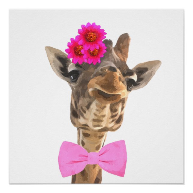 Pôster Viveiros selvagens africanos da selva de Giraffe (Frente)