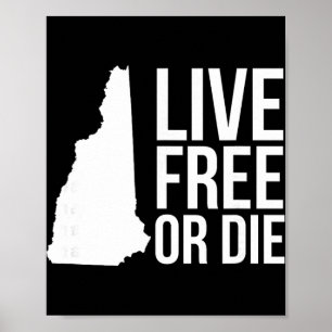 Poster Viver ou Morrer Nh Lema Mapa de New Hampshire