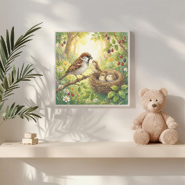 Poster Vivero Mama Pardal e Filhotes