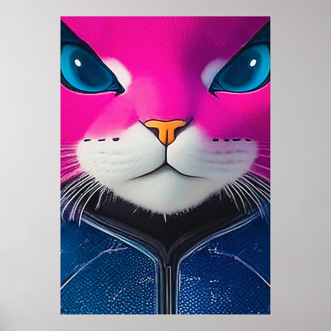 Poster Vivid Cyborg Cat Closeup (Frente)