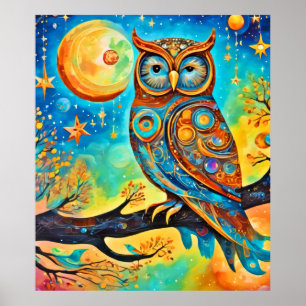 Poster Vivid Owl Celestials: Maravilha e Mágica