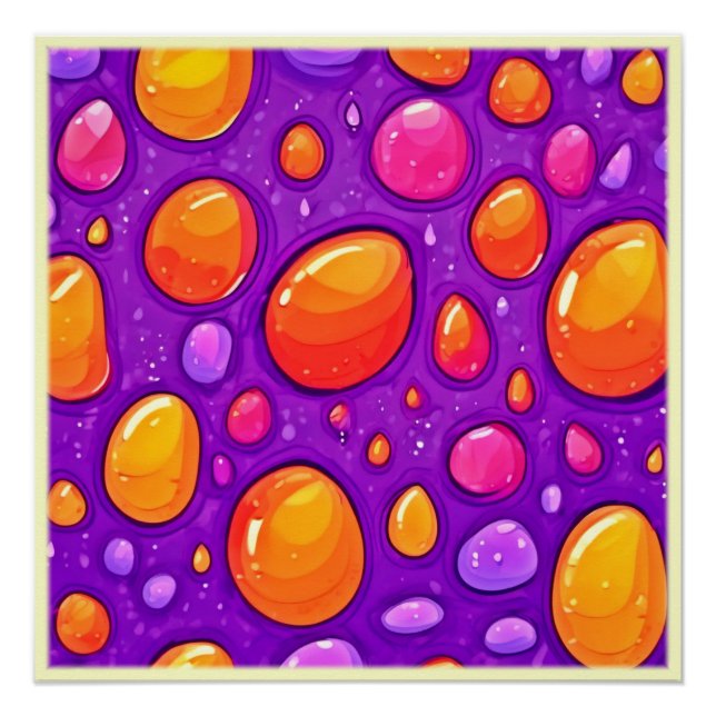Pôster Vivid Raindrop Cartoon Art (Frente)