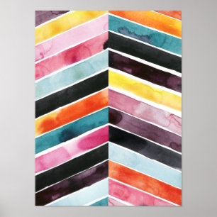 Poster Vivid Watercolor Chevron I