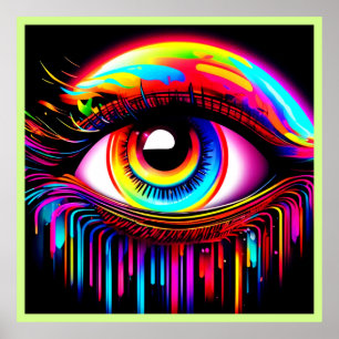 Poster Vivo Neon Eye com Cores de Fusão