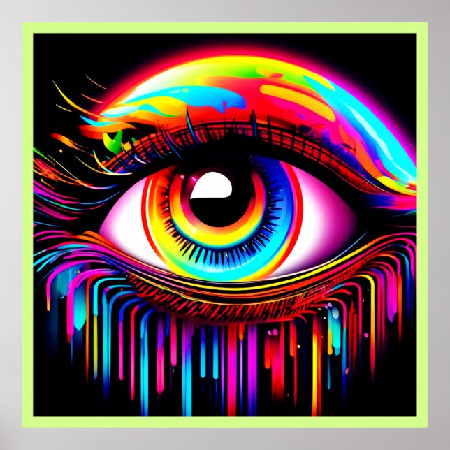 Poster Vivo Neon Eye com Cores de Fusão (Frente)