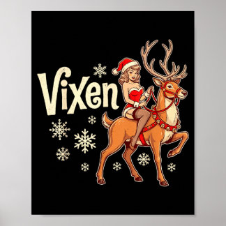 Poster Vixen renard de noël pin up girl vintage père noël